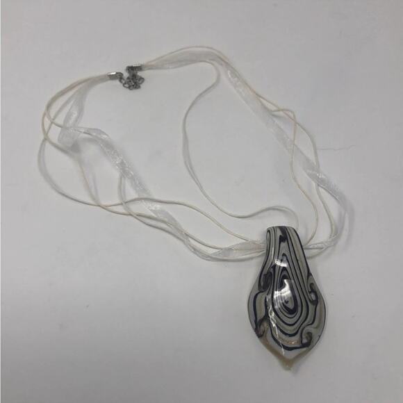 Blown glass pendant boho adjustable necklace - Picture 1 of 8